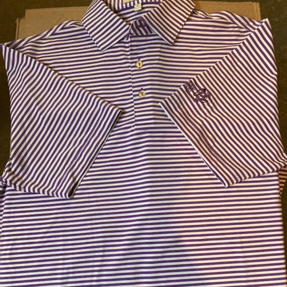 Purple and White Peter Millar Golf Shirt